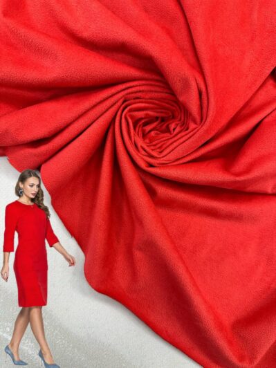 Ткань замша однотонная стрейчевая красный цвет купить оптом Palmira Textile Group Украина