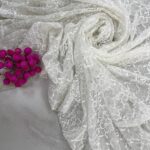 Гипюр стрейч Купоном цвет Молочный, дизайн Цветы