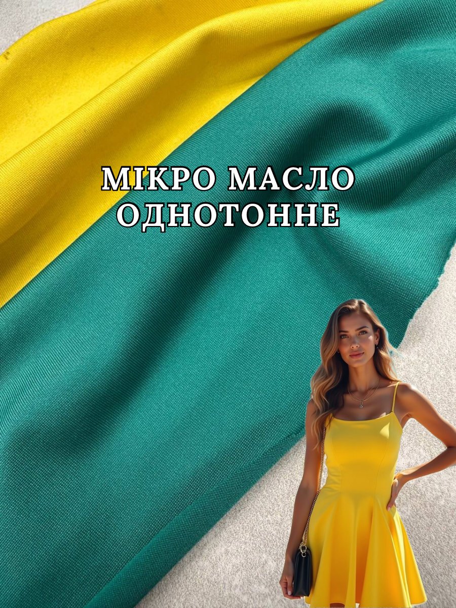 Ткань микро масло однотонное в желтом и бирюзовом цвете купить оптом в украине - пальмира текстиль