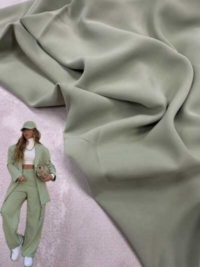Ткань Креп Шелк костюмный в оливковом цвете на платья, юбки, пиджаки и костюмы купить оптом недорого в Украине - Пальмира