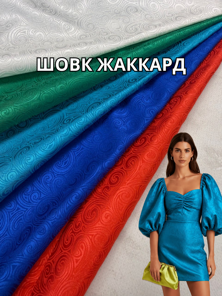 Ткань Шелк Жаккард двухсторонний принт узоры на блузы, платья и костюмы купить оптом в Украине недорого - Пальмира